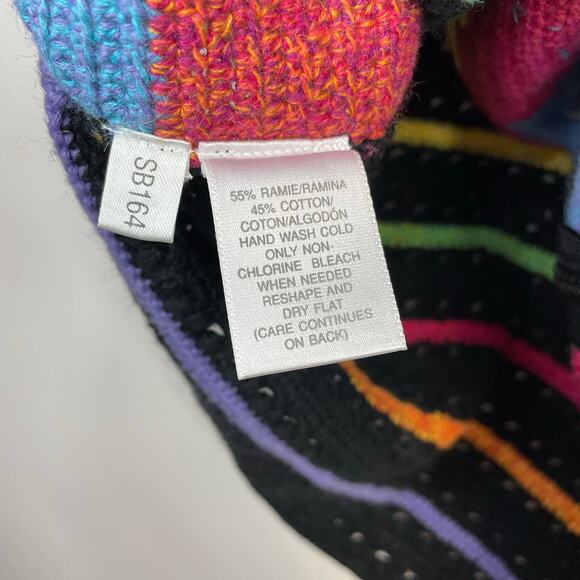 Vintage Y2K Susan Bristol Rainbow Cat Cats Crochet Embroidered Sweater Vest 2X - Picture 11 of 12